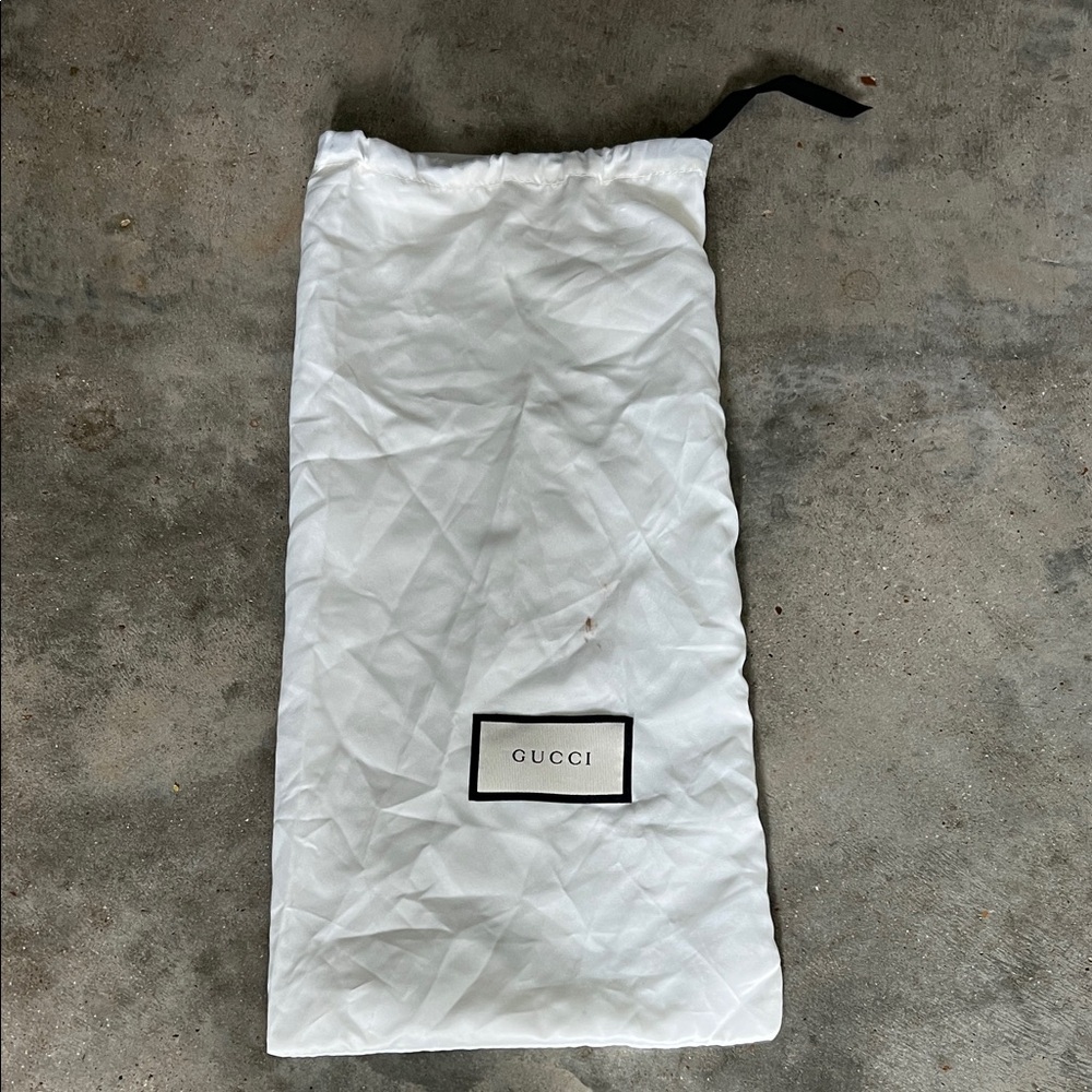 Authentic Gucci White Drawstring Dust Sack with Black Logo